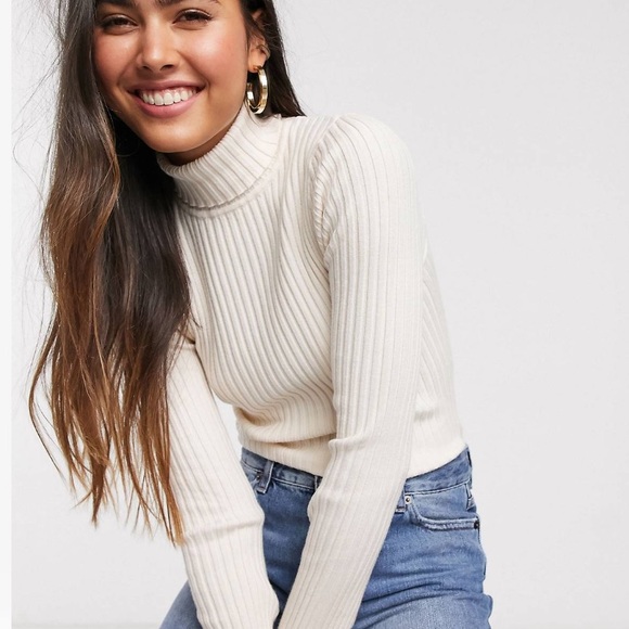 ASOS Roll Knit Sweater in Fine Knit Rib - Picture 3 of 8